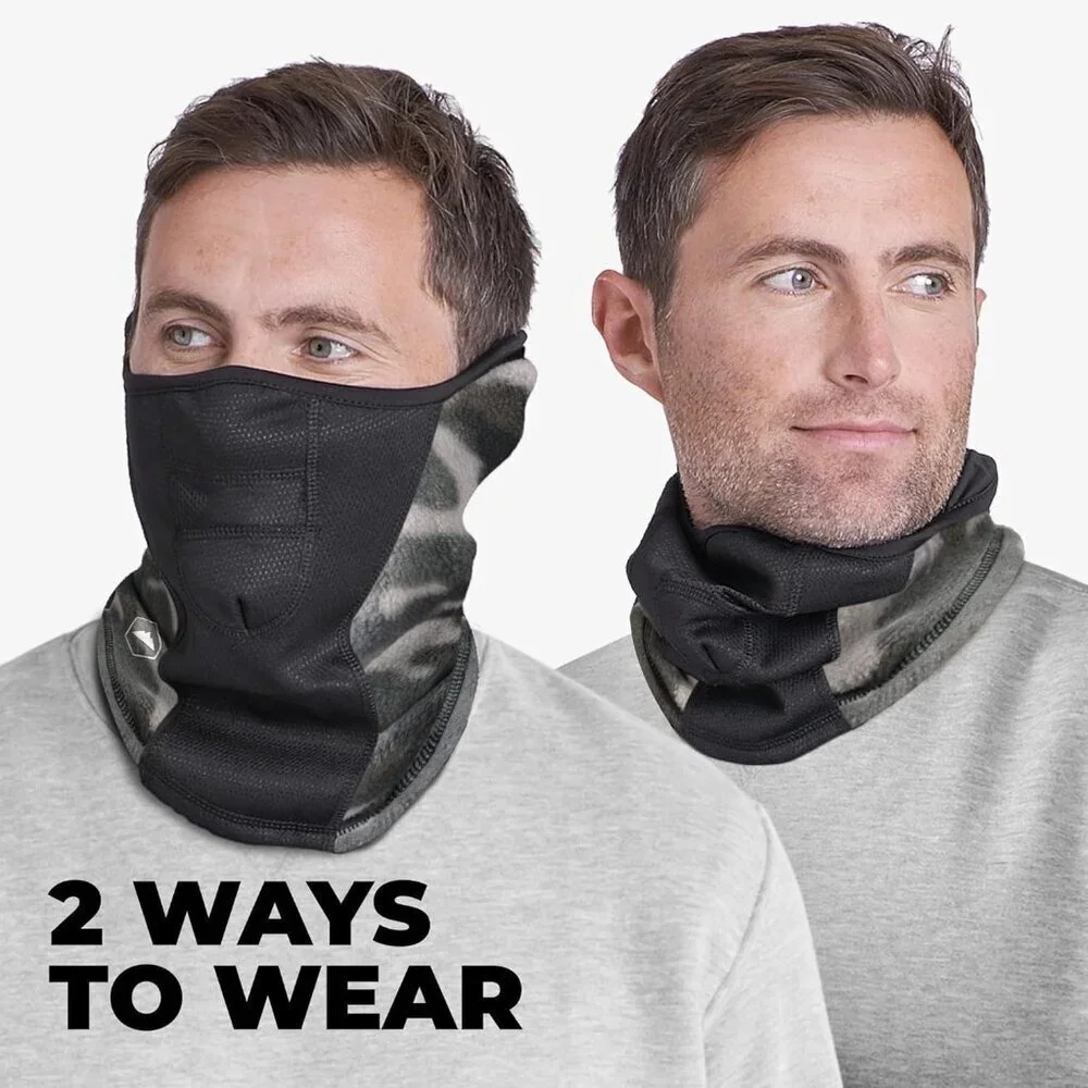 Men's Camouflage Winter Warm Fleece Face Mask Stretch Neck Breathable Scarves